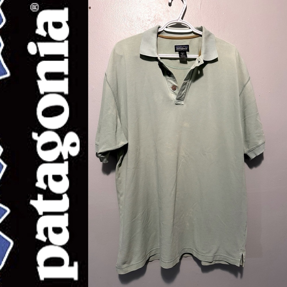 🍋 Patagonia Men’s light green polo organic cotton soze XL